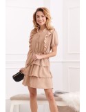 Dark beige dress with ruffles 06165 - Online store - Boutique